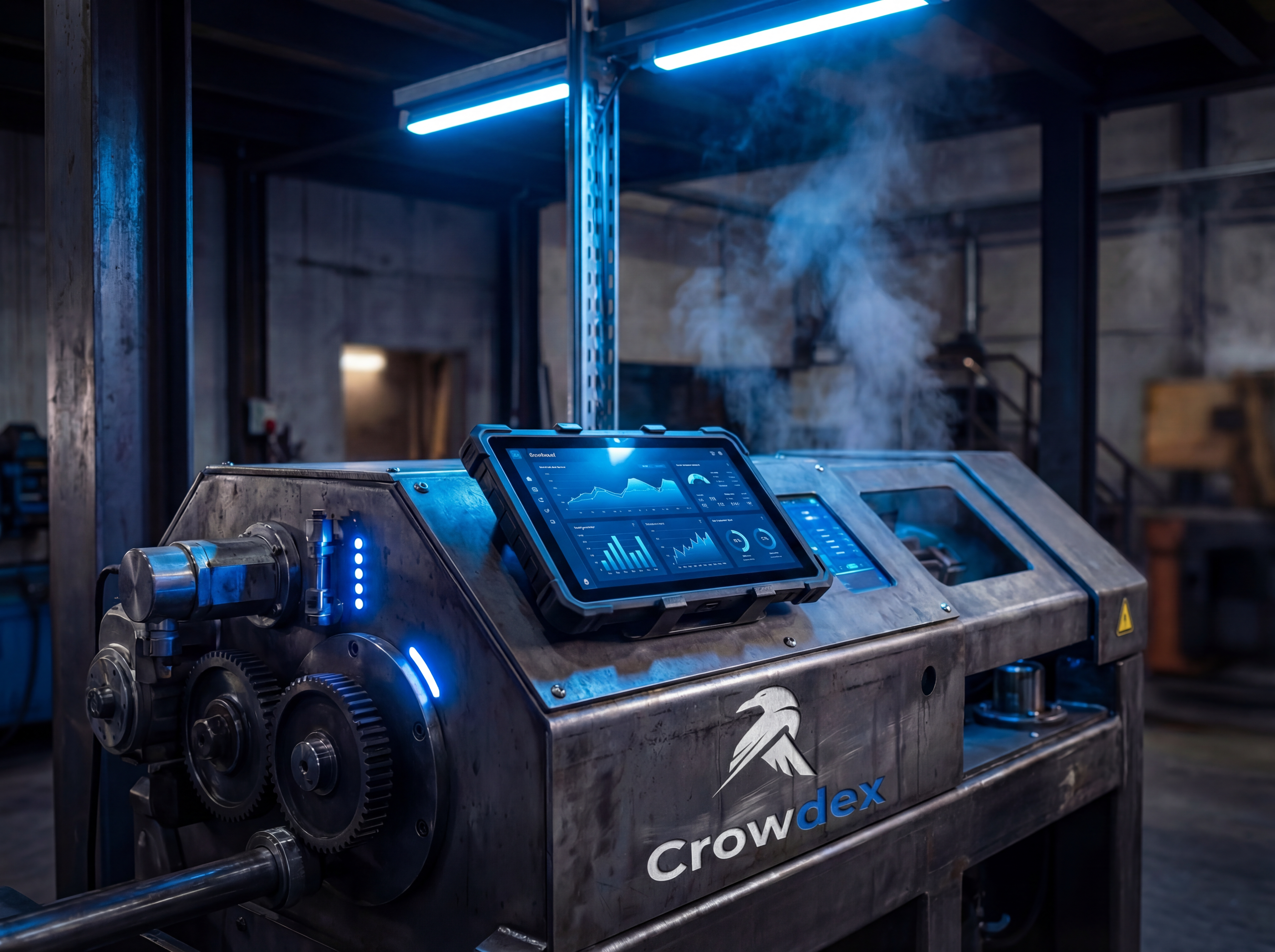 Painel elétrico industrial e tablet