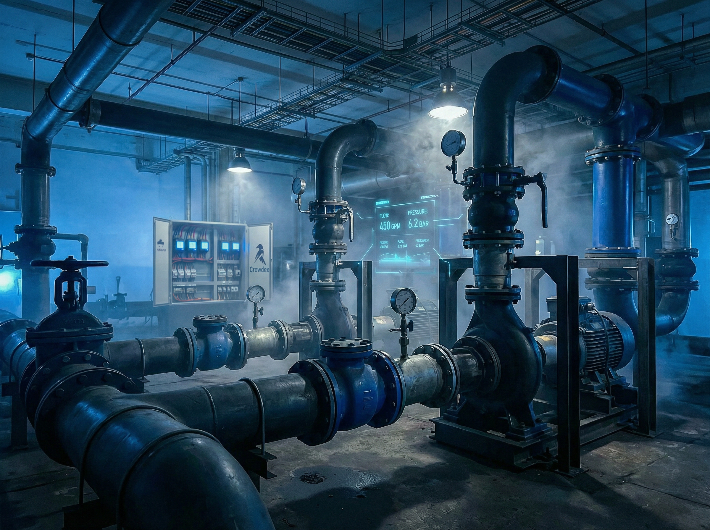 Sistema de bombas e tubulações industriais